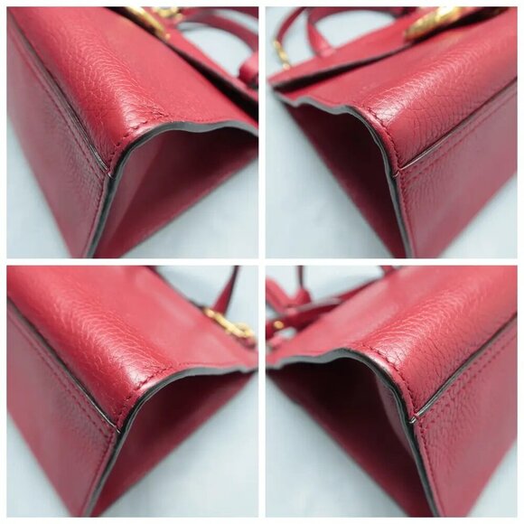 100% Authentic GUCCI GG Marmont Red Leather Satchel 922-12524 - Picture 6 of 12